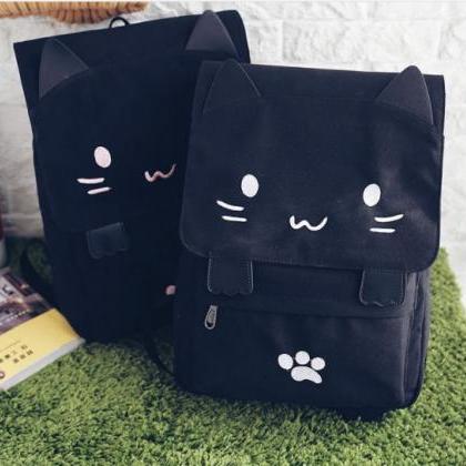 2 Colors Kawaii Smile Kitty Casual Backpack..
