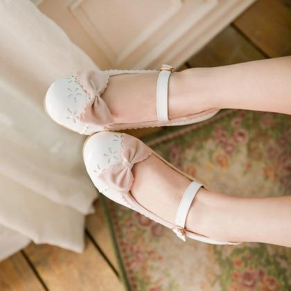 3 Colors Lolita Kawaii Bow High-heel Shoes..