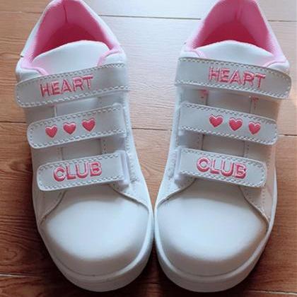 Kawaii Club Heart Embroidery Casual Shoes Sport..