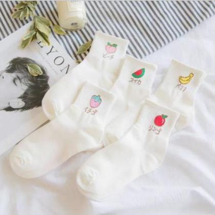 [1 Pack 3pcs ] Kawaii Cute Fruit Pattern Socks..