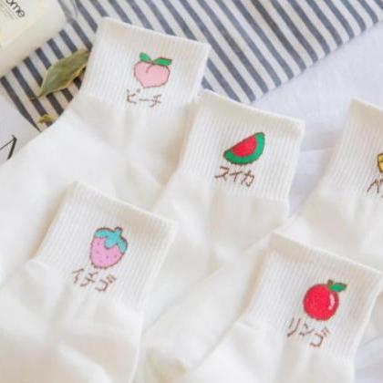 [1 Pack 3pcs ] Kawaii Cute Fruit Pattern Socks..