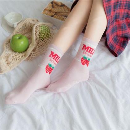 [1 Pack 2pcs ] Kawaii Cute Strawberry Milk Pattern..