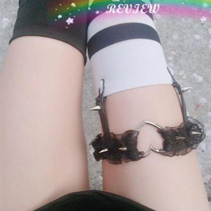 J-fashion Harajuka Kawaii Lace Sweet Heart Leg..