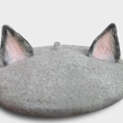 J-fashion Lolita Kawaii Grey Cat Ears Beret..