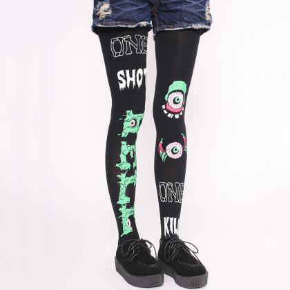 Harajuku 3 Colors Punk Special Eyes Legging Tights..