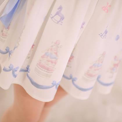 J-fashion Kawaii Cake Pattern Chiffon Princess..