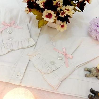 Lolita Kawaii Sakura Embroidery Long Sleeve Shirt..