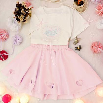 2 Colors Lolita Kawaii Sweet Heart Skirt..