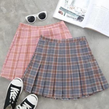 3 Colors Kawaii Plaid Daily Skirt Uniform Skirt..