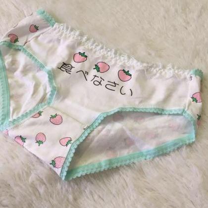 Lolita Kawaii Strawberry Pattern Lace Panties..