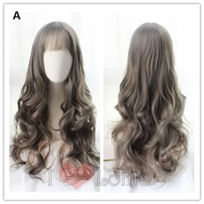3 Colors Kawaii Long Curly Wigs Lk17031610