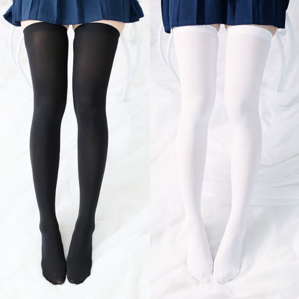 [1 Pack 2 Pairs] 2 Colors Kawaii Cute Simple Color Over Knees Socks Lk17040722