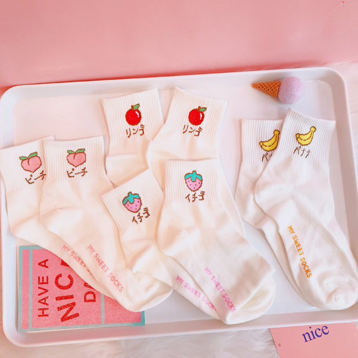 [1 Pack 3pcs ] Kawaii Cute Fruit Pattern Socks Lk17091114