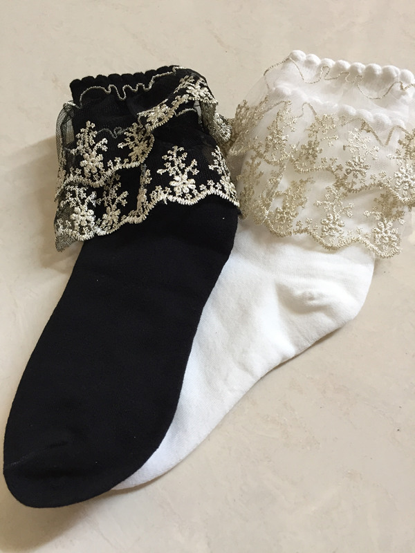 [1 Pack 2pcs ] Kawaii Cute Lace Simple Socks Lk17091123