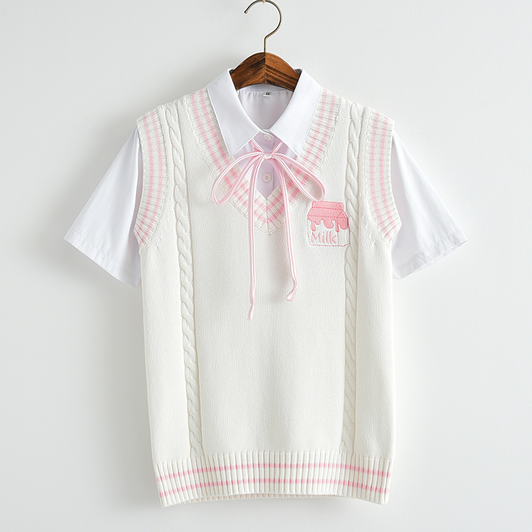 J-fashion Kawaii Milk Embroidery Uniform Vest Lk17112105
