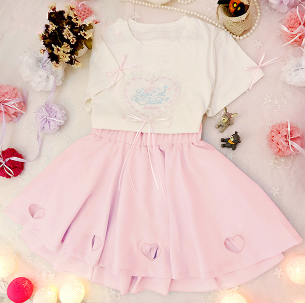 2 Colors Lolita Kawaii Sweet Heart Skirt Lk16060501