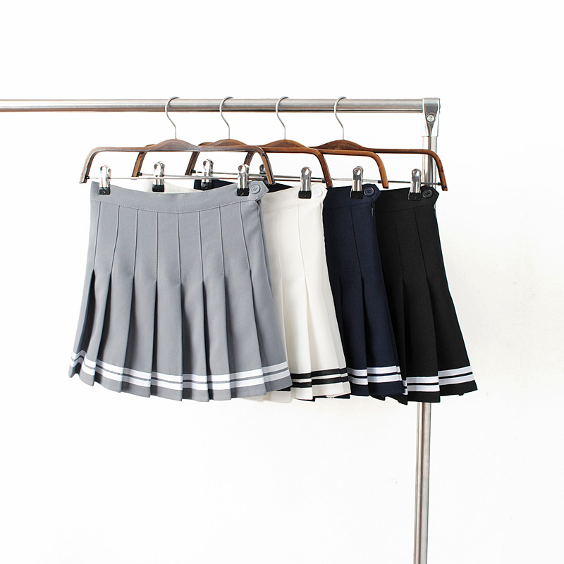 7 Colors Kawaii Simple Stripe Uniform Skirt Lk16082204